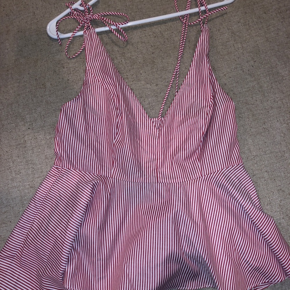 Red and white striped cami